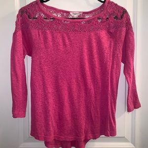 3/4 sleeve lace top tee